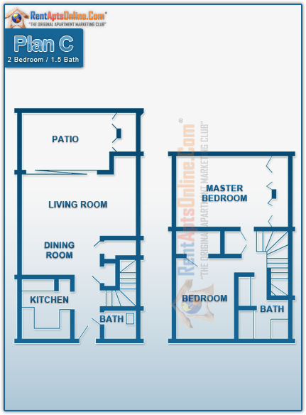 This image is the visual schematic representation of 'Floor Plan C' in Fullerton Townhouse Apartments.